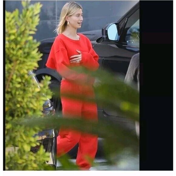 Joah Brown French Oversized Sweatpants Jogger S/M Red Hot Sauce - Picture 2 of 11